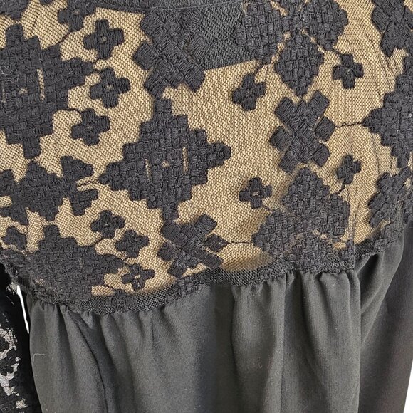 Cruel Sheer Grunge Black Flowy Blouse w/ Lace Detailing Sz S - Picture 5 of 9